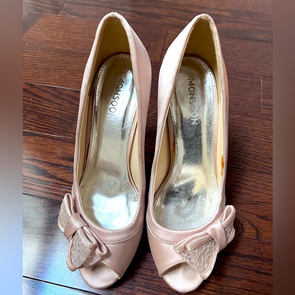 Monsoon - Lace Bow, Satin Pink High Heels (Size 37 EUR)